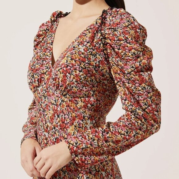 Ruched Sleeve Floral Midi | ASTR the Label​ - Picture 2 of 4